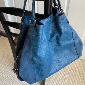 Coach Edie Bag - Blue Leather and Suede - EUC